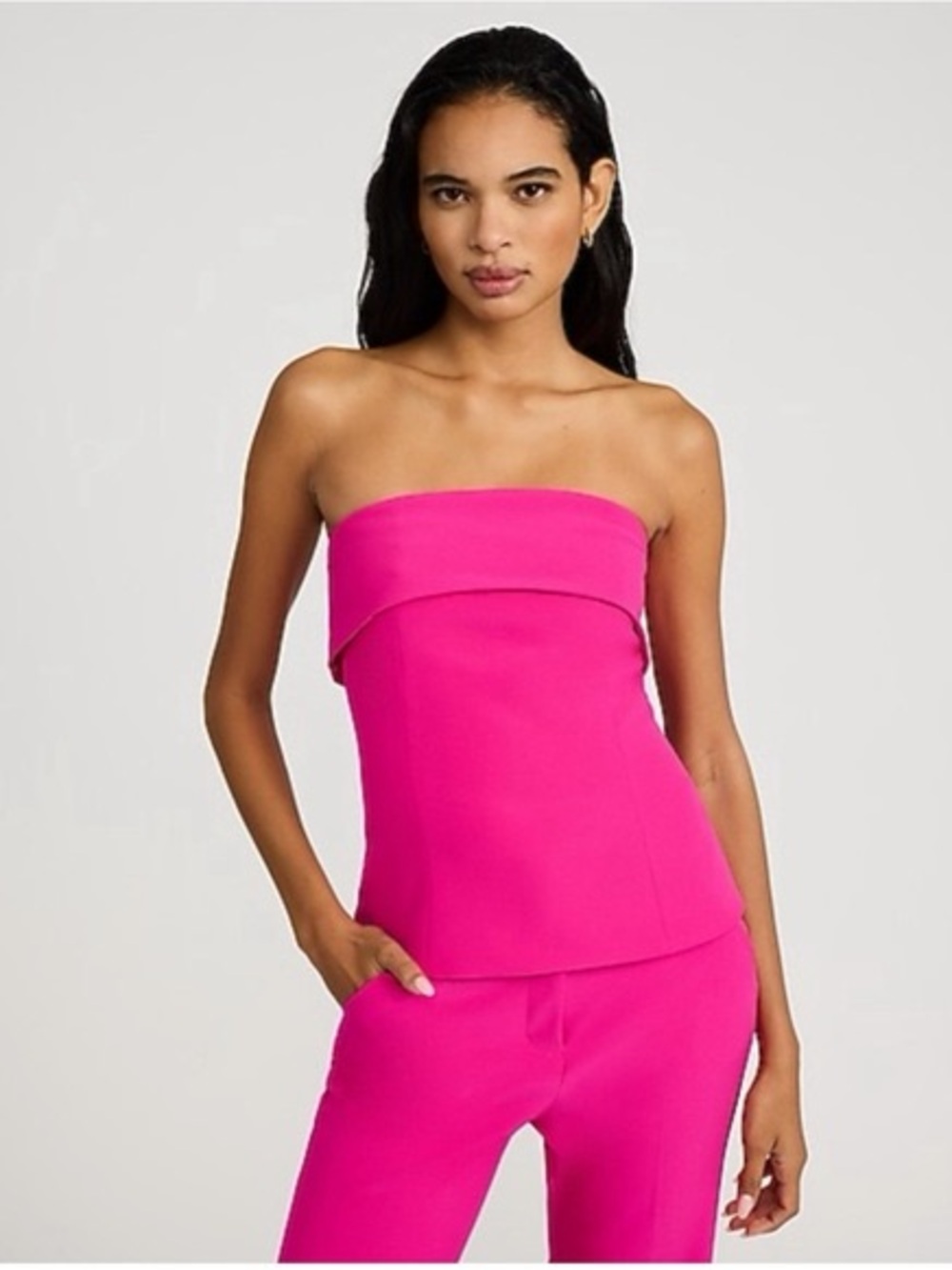 Express Hot Pink Strapless Fold-Over Top